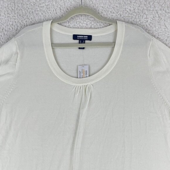 Lands' End Outfitters Ivory Short Sleeve Knit Shirt Womens Pullover Size 4X - Picture 2 of 16